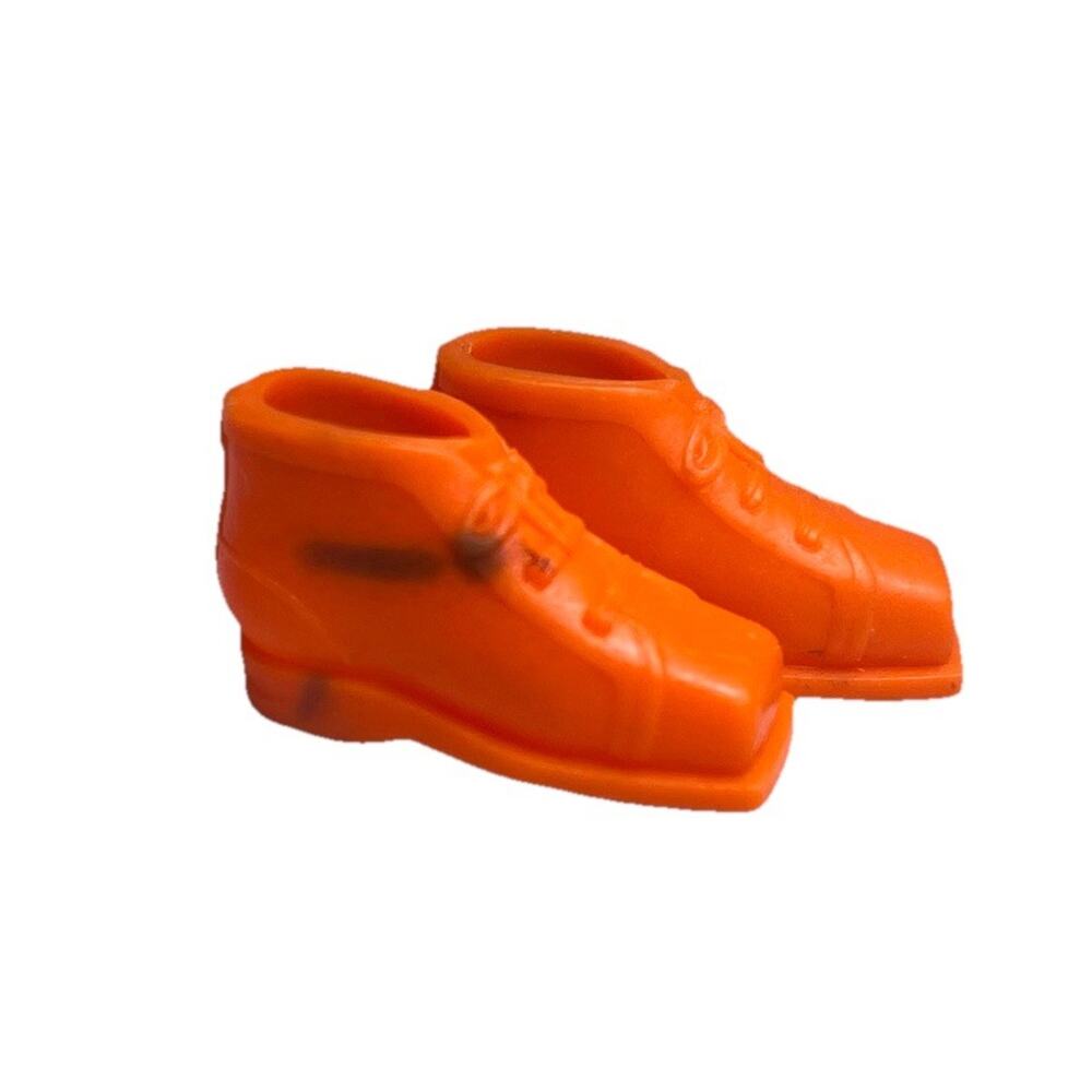 Vintage Barbie Ski Boots Shoes 1797 Ski Scene Orange Squishy 70s Black Mark